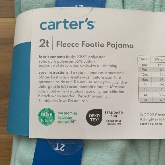 Carter's Cow Moon Stars Turquoise Fleece Footed Pajama Sleeper 2T New - Picture 5 of 7